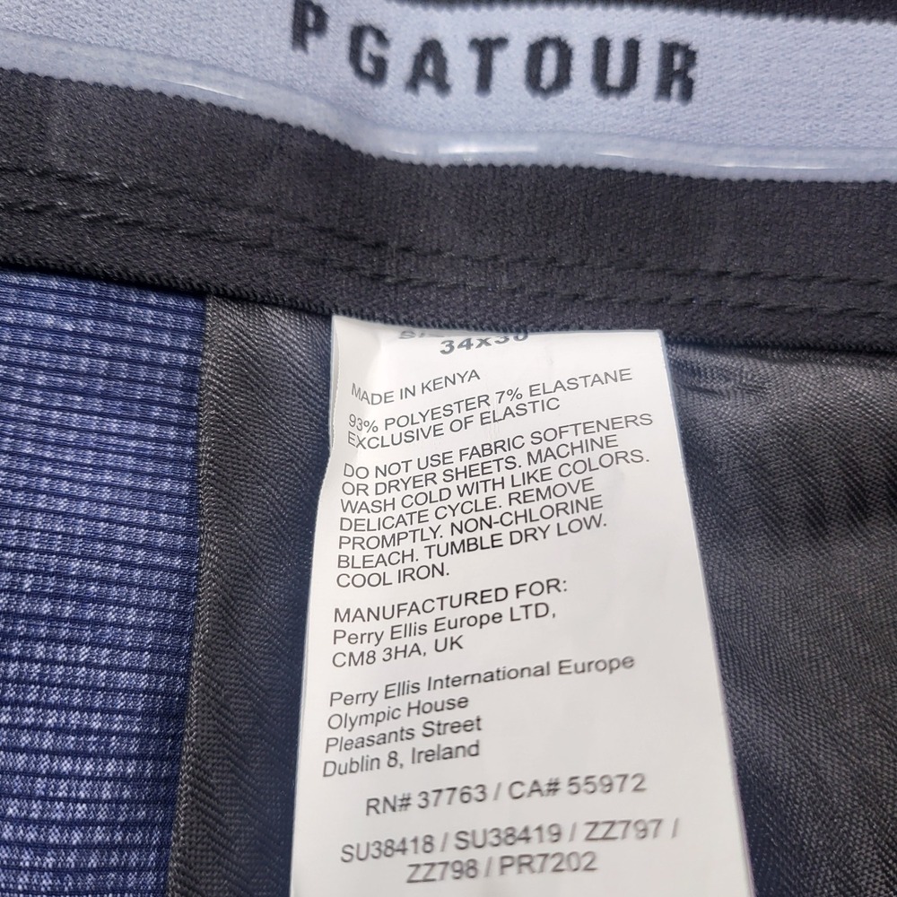 Men's PGA Tour Golf Pants Active Gripper Waistband 34x30 Blue Pfreformsnce New - Picture 8 of 8
